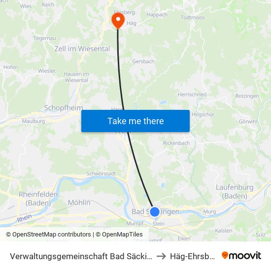 Verwaltungsgemeinschaft Bad Säckingen to Häg-Ehrsberg map