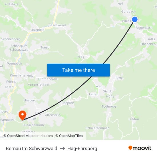 Bernau Im Schwarzwald to Häg-Ehrsberg map