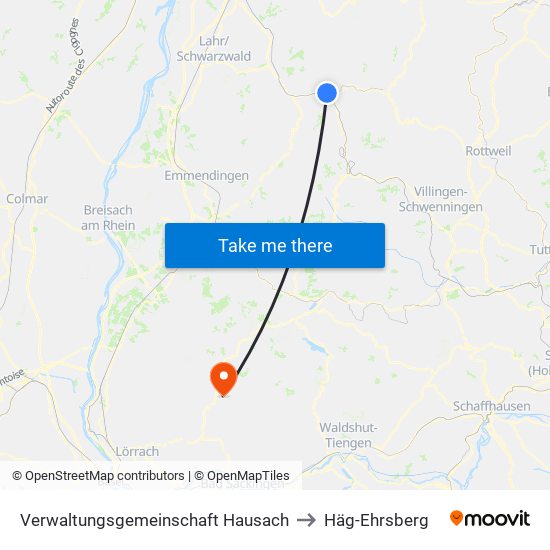 Verwaltungsgemeinschaft Hausach to Häg-Ehrsberg map