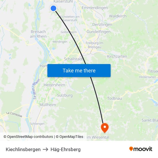 Kiechlinsbergen to Häg-Ehrsberg map