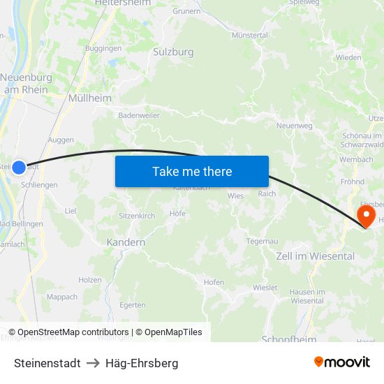 Steinenstadt to Häg-Ehrsberg map