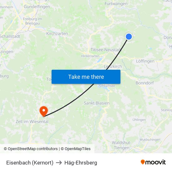 Eisenbach (Kernort) to Häg-Ehrsberg map