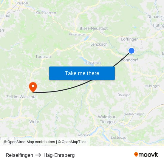 Reiselfingen to Häg-Ehrsberg map