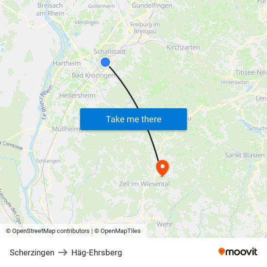 Scherzingen to Häg-Ehrsberg map