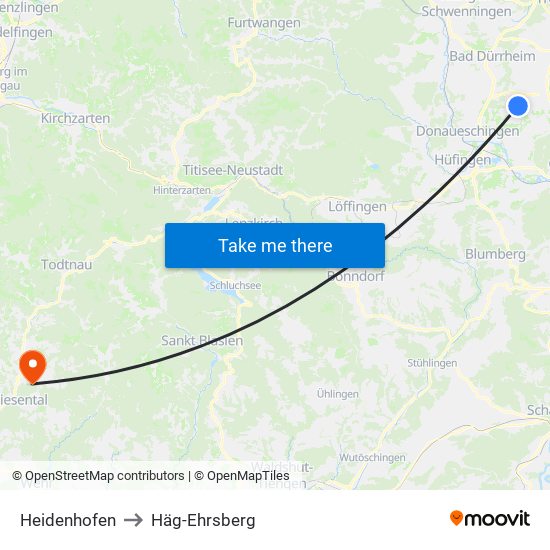 Heidenhofen to Häg-Ehrsberg map