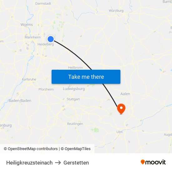 Heiligkreuzsteinach to Gerstetten map