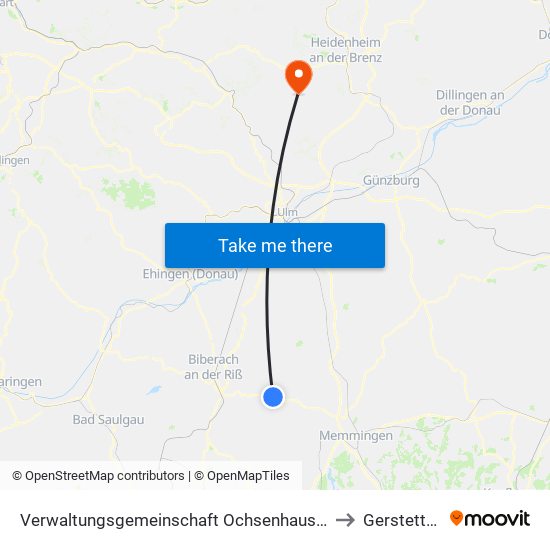 Verwaltungsgemeinschaft Ochsenhausen to Gerstetten map