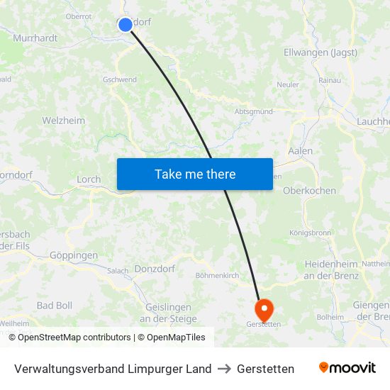 Verwaltungsverband Limpurger Land to Gerstetten map