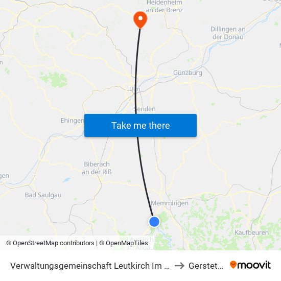 Verwaltungsgemeinschaft Leutkirch Im Allgäu to Gerstetten map