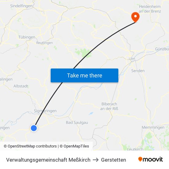 Verwaltungsgemeinschaft Meßkirch to Gerstetten map