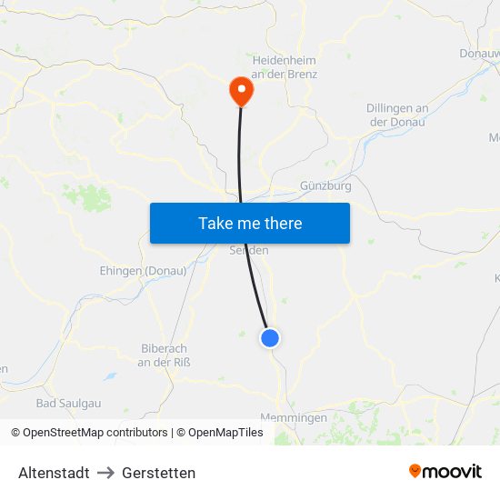 Altenstadt to Gerstetten map
