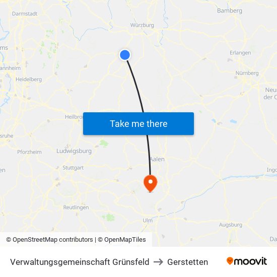 Verwaltungsgemeinschaft Grünsfeld to Gerstetten map