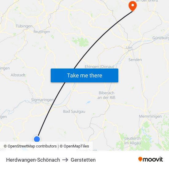 Herdwangen-Schönach to Gerstetten map