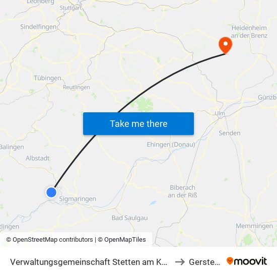 Verwaltungsgemeinschaft Stetten am Kalten Markt to Gerstetten map