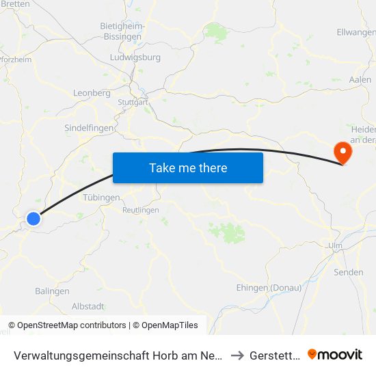 Verwaltungsgemeinschaft Horb am Neckar to Gerstetten map