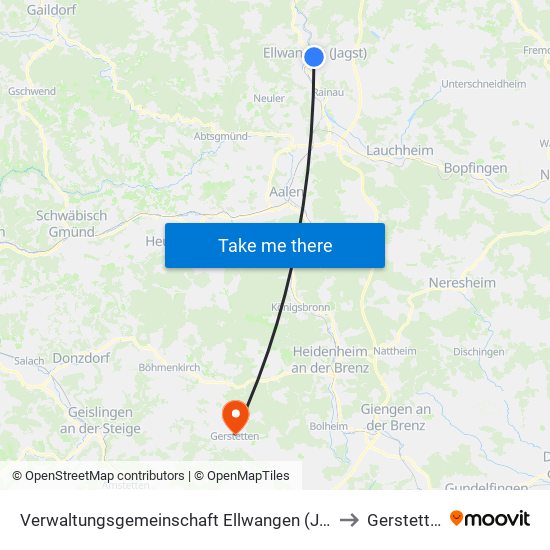 Verwaltungsgemeinschaft Ellwangen (Jagst) to Gerstetten map