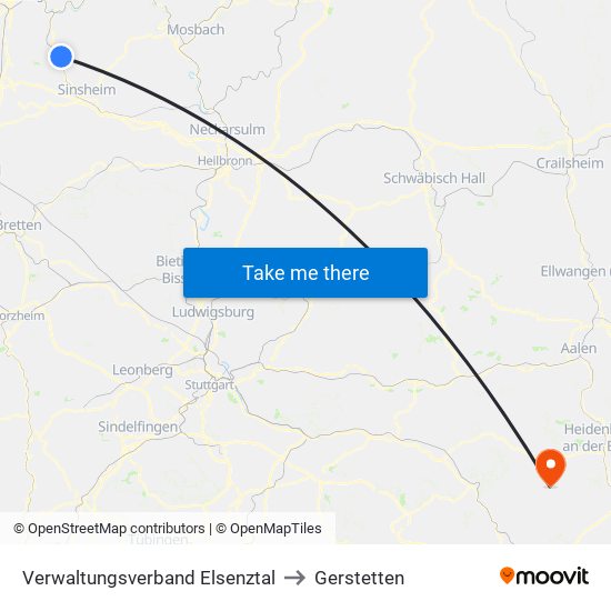 Verwaltungsverband Elsenztal to Gerstetten map