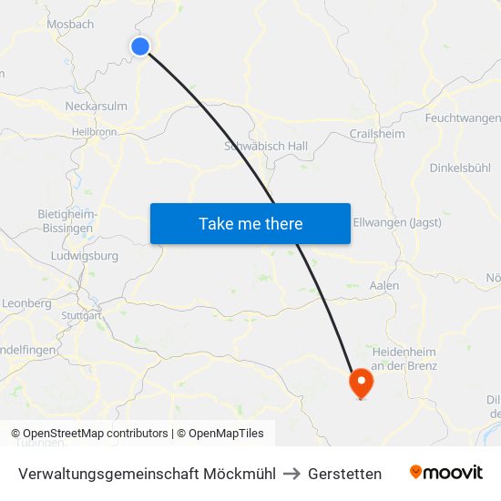 Verwaltungsgemeinschaft Möckmühl to Gerstetten map