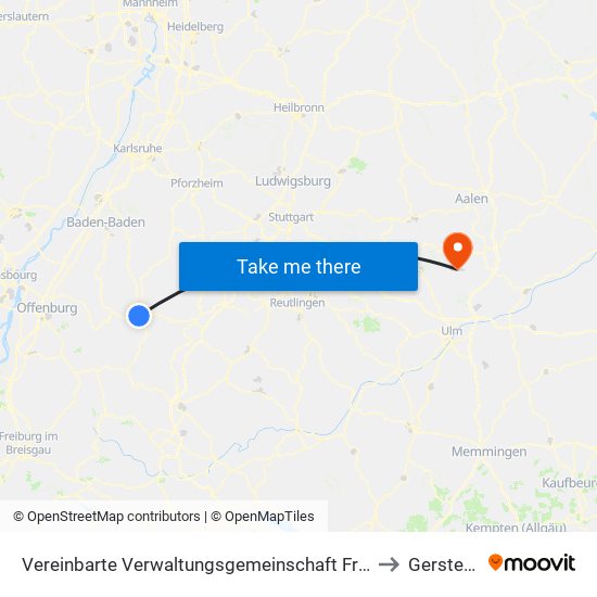 Vereinbarte Verwaltungsgemeinschaft Freudenstadt to Gerstetten map