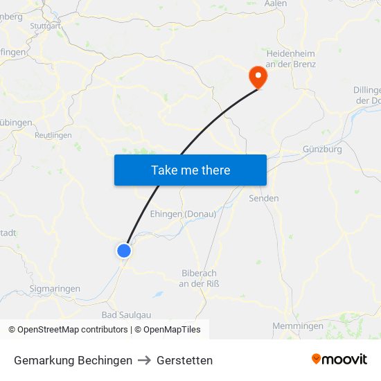 Gemarkung Bechingen to Gerstetten map