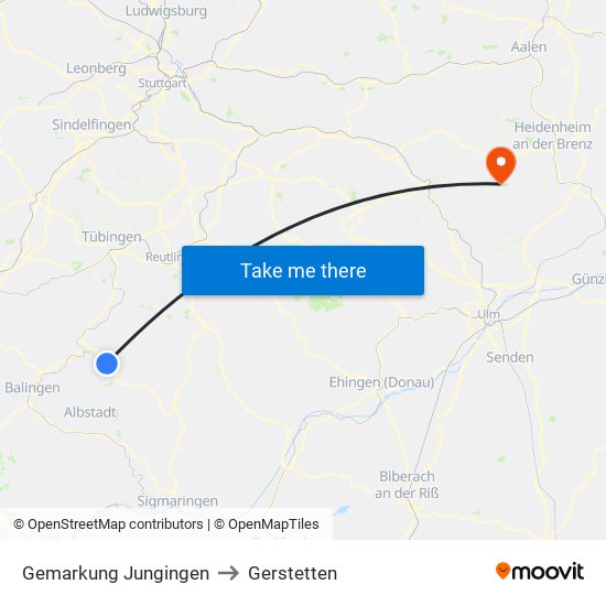 Gemarkung Jungingen to Gerstetten map