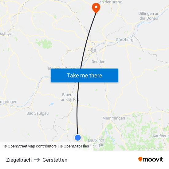 Ziegelbach to Gerstetten map