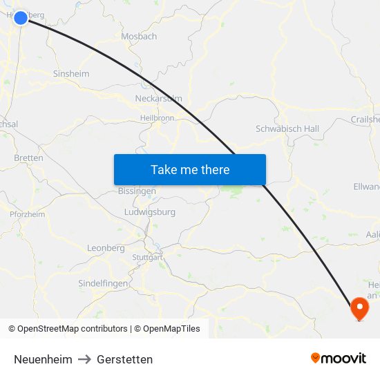 Neuenheim to Gerstetten map