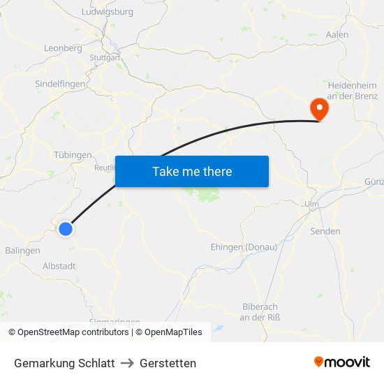 Gemarkung Schlatt to Gerstetten map