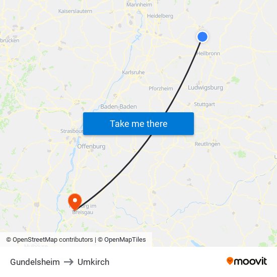 Gundelsheim to Umkirch map