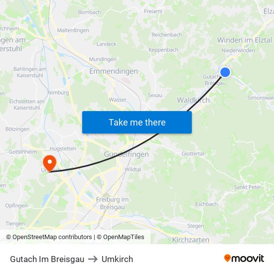 Gutach Im Breisgau to Umkirch map