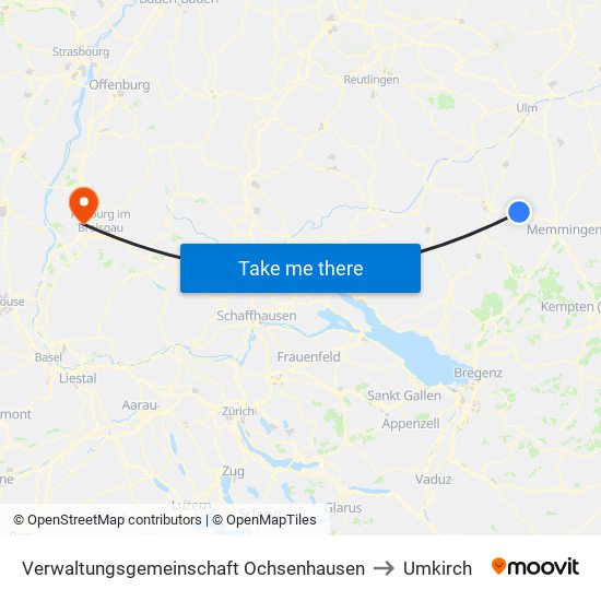 Verwaltungsgemeinschaft Ochsenhausen to Umkirch map