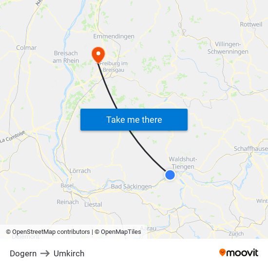 Dogern to Umkirch map