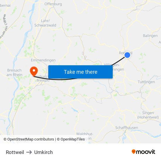 Rottweil to Umkirch map