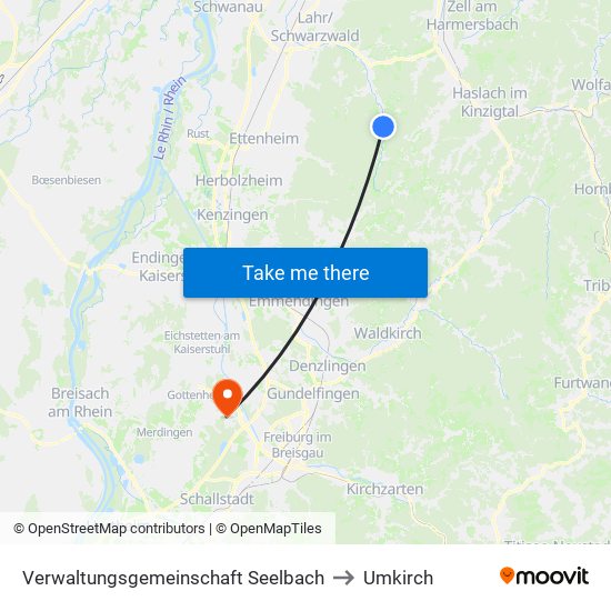 Verwaltungsgemeinschaft Seelbach to Umkirch map