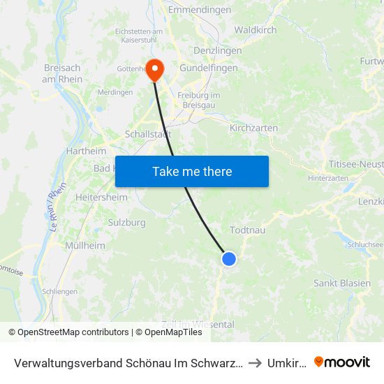 Verwaltungsverband Schönau Im Schwarzwald to Umkirch map