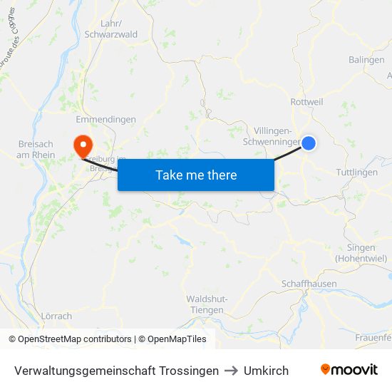 Verwaltungsgemeinschaft Trossingen to Umkirch map