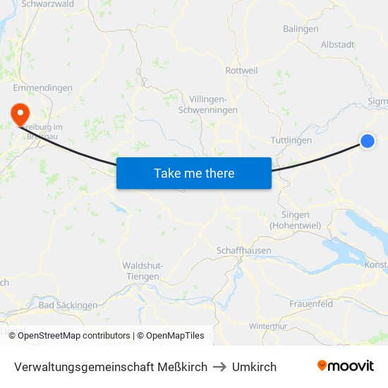 Verwaltungsgemeinschaft Meßkirch to Umkirch map