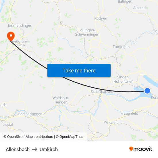 Allensbach to Umkirch map