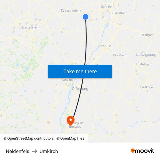 Neidenfels to Umkirch map