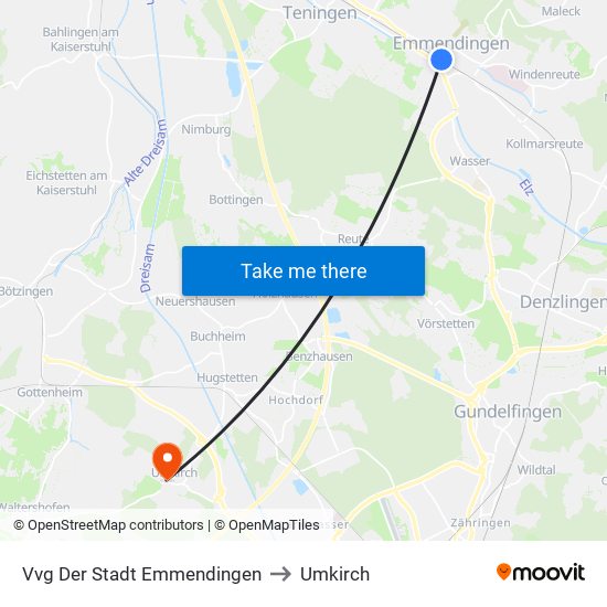 Vvg Der Stadt Emmendingen to Umkirch map