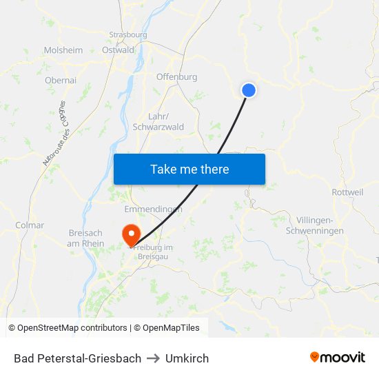 Bad Peterstal-Griesbach to Umkirch map