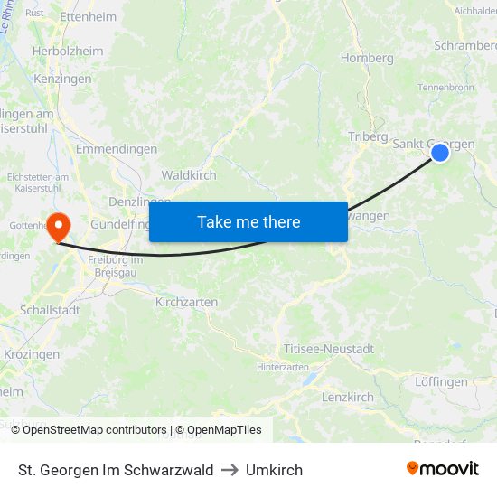 St. Georgen Im Schwarzwald to Umkirch map