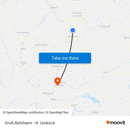 Groß-Rohrheim to Umkirch map