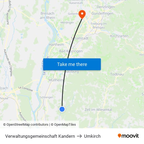 Verwaltungsgemeinschaft Kandern to Umkirch map