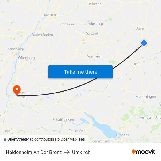 Heidenheim An Der Brenz to Umkirch map