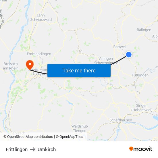 Frittlingen to Umkirch map