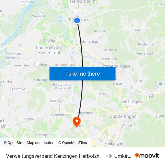 Verwaltungsverband Kenzingen-Herbolzheim to Umkirch map