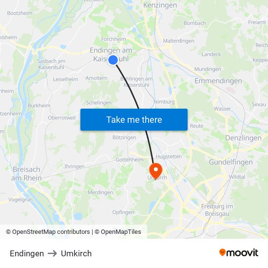 Endingen to Umkirch map