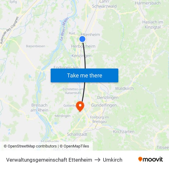 Verwaltungsgemeinschaft Ettenheim to Umkirch map