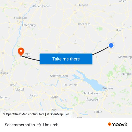 Schemmerhofen to Umkirch map